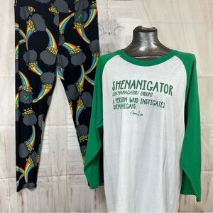 Piper Lou 3XL St. Patrick’s Day top with LuLaRoe TC leggings